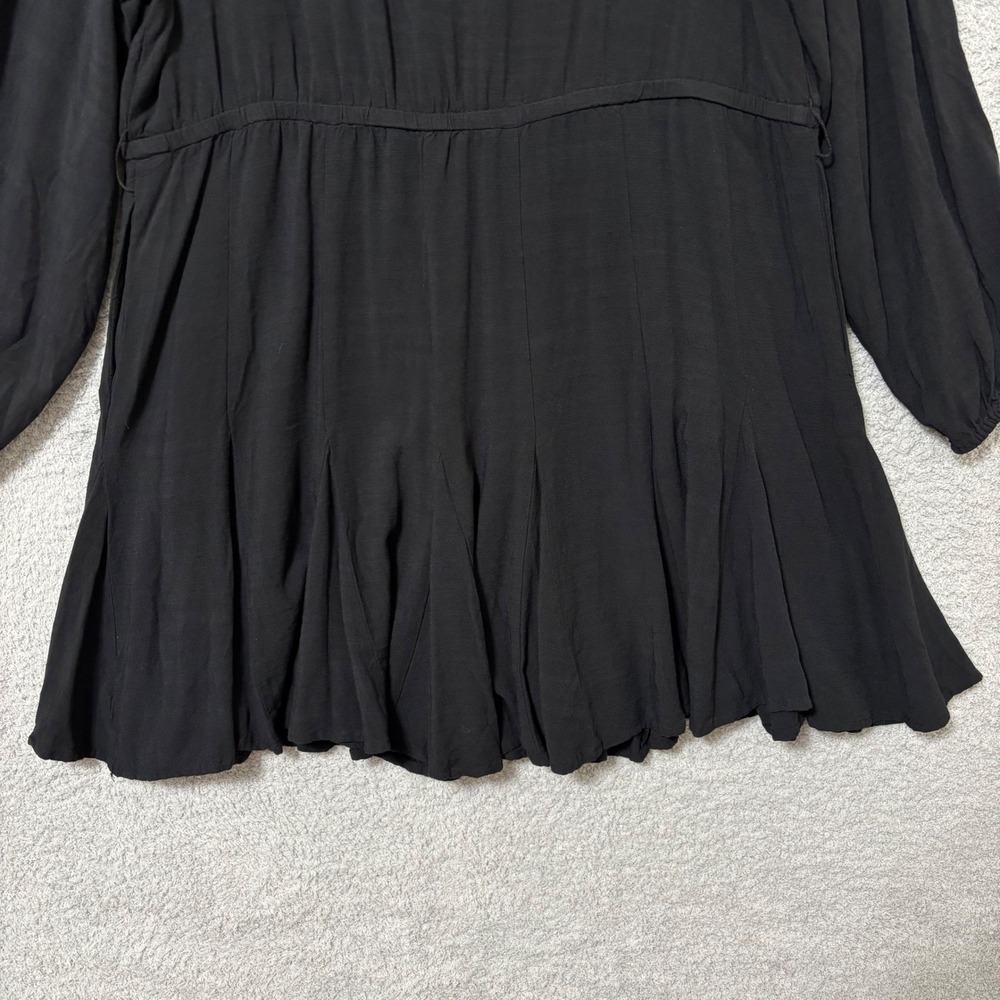 Little Black Dress Work Casual Flowy Mini Dress Long Sleeve Plus Size 1X Pockets - Picture 8 of 12
